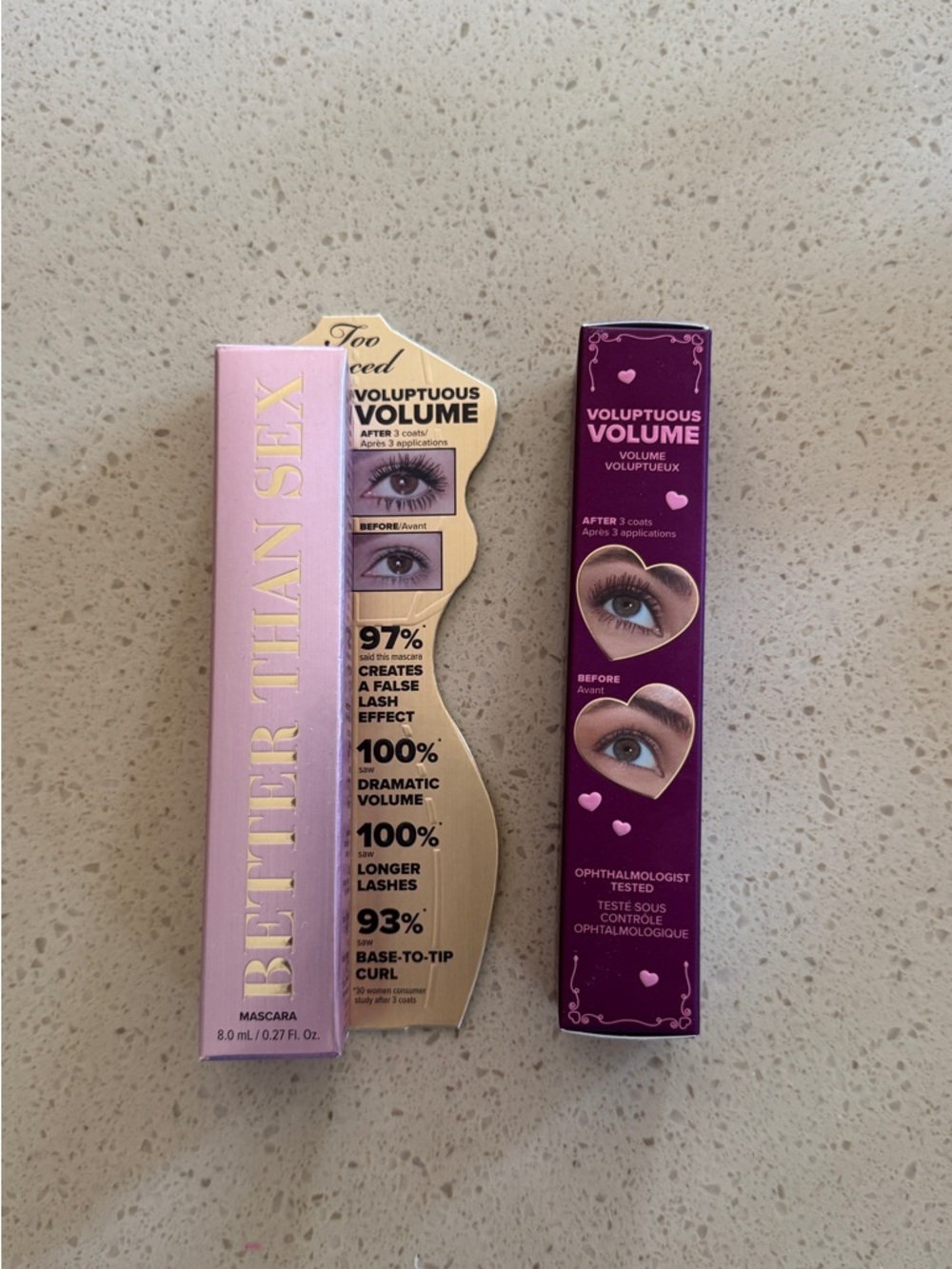 Too Faced Better Than Sex Mascara Packaging — Gold